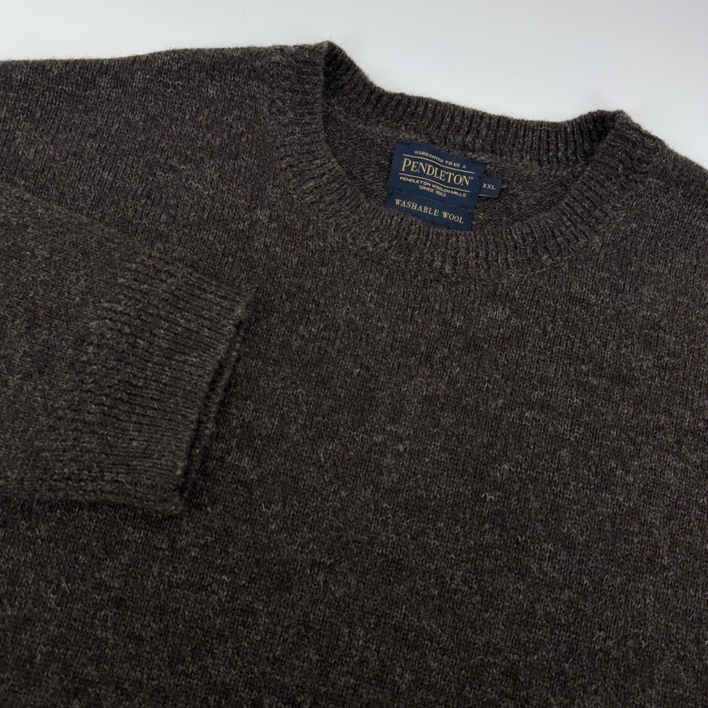 Pendleton Sweater Mens XXL Brown Washable Shetland Wool Crew Neck RF532-61411